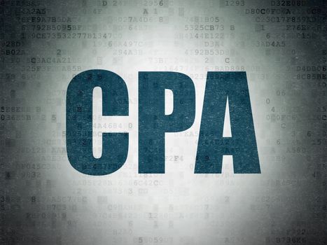 Business concept: Painted blue word CPA on Digital Data Paper background