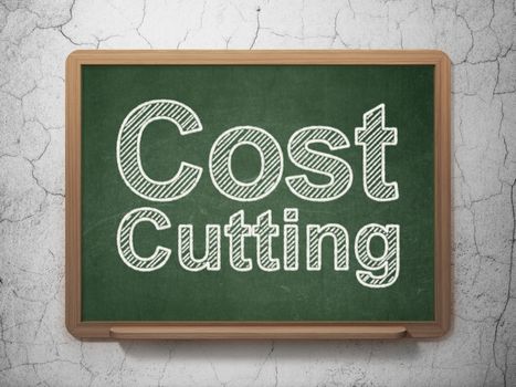Business concept: text Cost Cutting on Green chalkboard on grunge wall background, 3D rendering