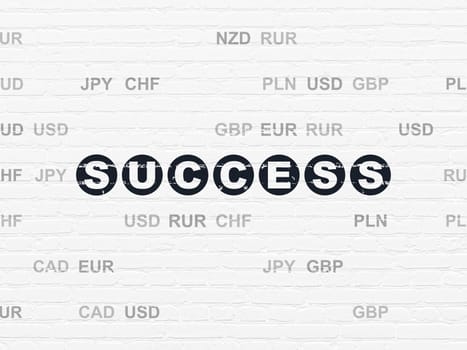 Finance concept: Painted black text Success on White Brick wall background with Currency