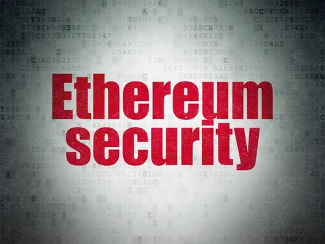 Blockchain concept: Painted red word Ethereum Security on Digital Data Paper background