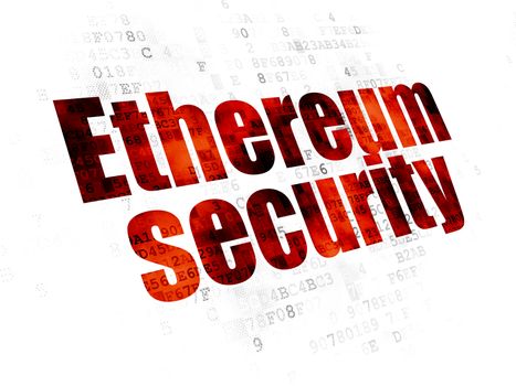 Cryptocurrency concept: Pixelated red text Ethereum Security on Digital background