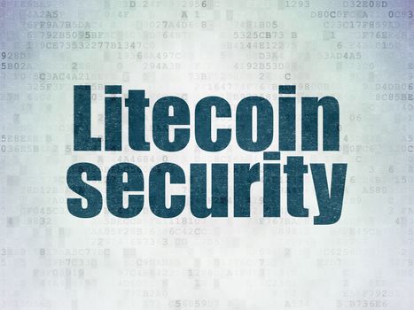 Blockchain concept: Painted blue word Litecoin Security on Digital Data Paper background