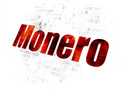 Blockchain concept: Pixelated red text Monero on Digital background