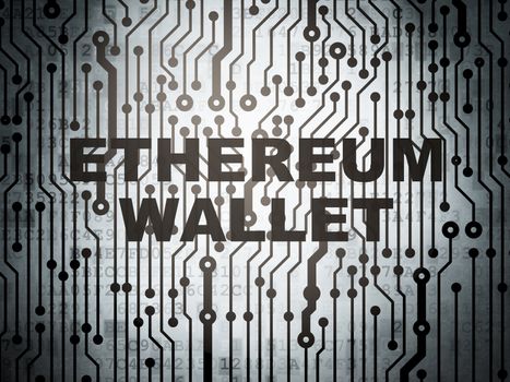 Cryptocurrency concept: circuit board with  word Ethereum Wallet, 3D rendering