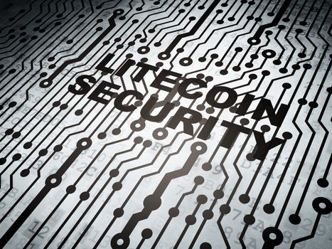Blockchain concept: circuit board with  word Litecoin Security, 3D rendering