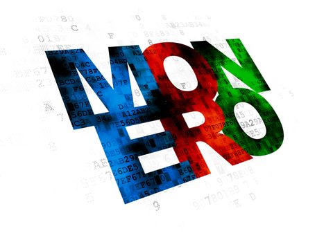 Blockchain concept: Pixelated multicolor text Monero on Digital background