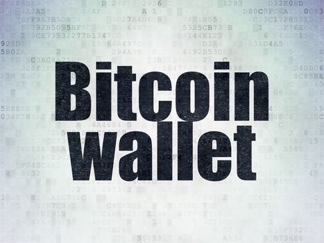 Cryptocurrency concept: Painted black word Bitcoin Wallet on Digital Data Paper background