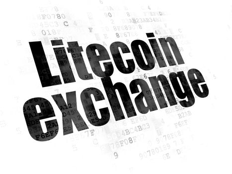 Blockchain concept: Pixelated black text Litecoin Exchange on Digital background