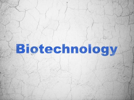Science concept: Blue Biotechnology on textured concrete wall background