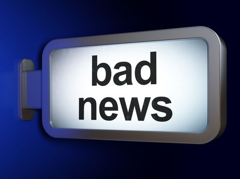 News concept: Bad News on advertising billboard background, 3D rendering