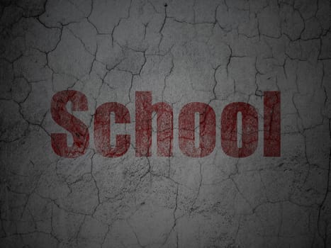 Learning concept: Red School on grunge textured concrete wall background