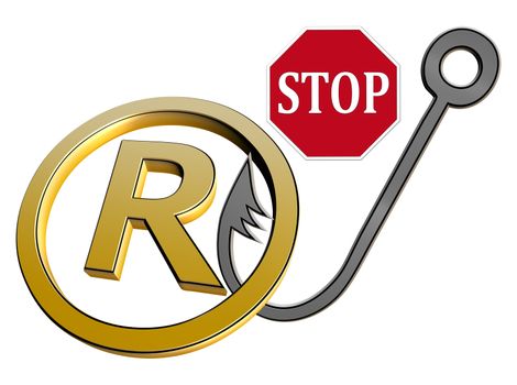Concept sign and symbol against trademark violations and fraud