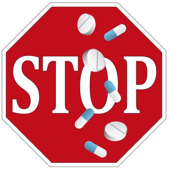 End abusing medication. Sign and concept to stop taking pills