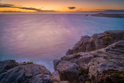 Stunning purple sunset in Quiberon, France