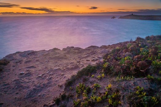 Stunning purple sunset in Quiberon, France