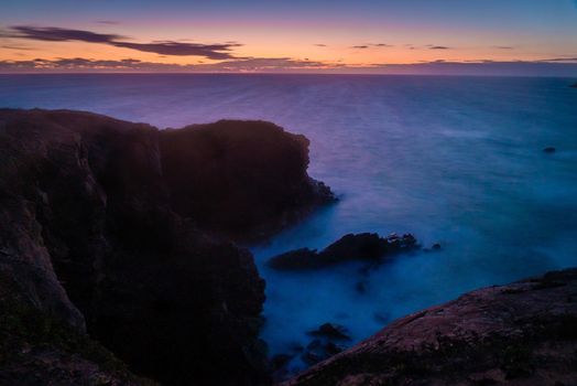 Stunning purple sunset in Quiberon, France