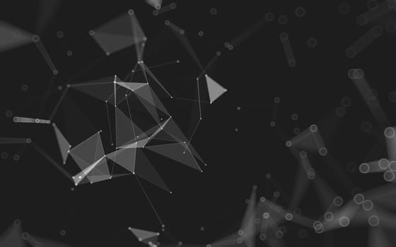 Abstract polygonal space low poly dark background with connecting dots and lines. Connection structure. 3d rendering