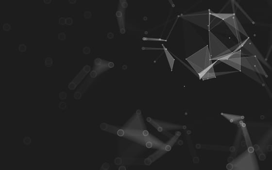 Abstract polygonal space low poly dark background with connecting dots and lines. Connection structure. 3d rendering