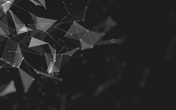 Abstract polygonal space low poly dark background with connecting dots and lines. Connection structure. 3d rendering