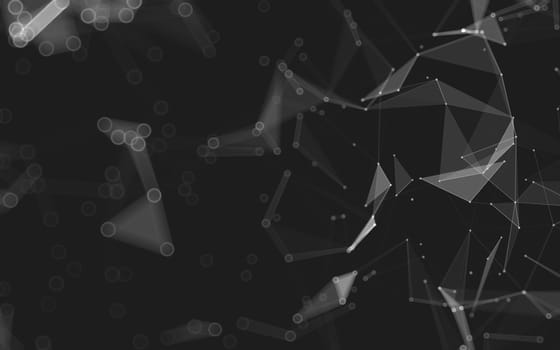 Abstract polygonal space low poly dark background with connecting dots and lines. Connection structure. 3d rendering