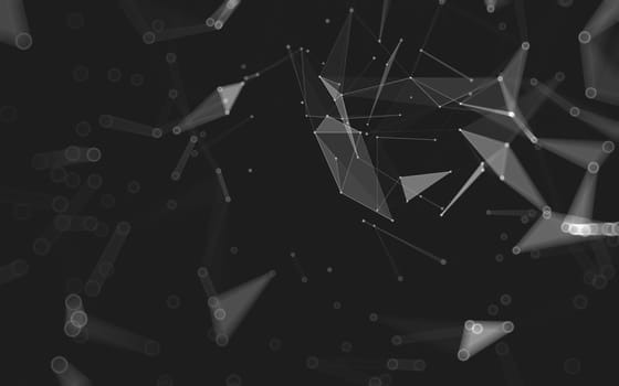 Abstract polygonal space low poly dark background with connecting dots and lines. Connection structure. 3d rendering