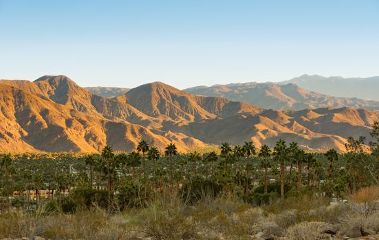 View on the valley with the city of Palm Springs and San Jacinto Mountains in the background.