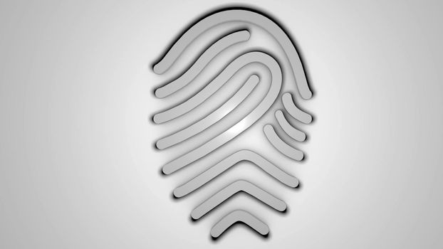 3D fingerprint on white background. Digital backdrop