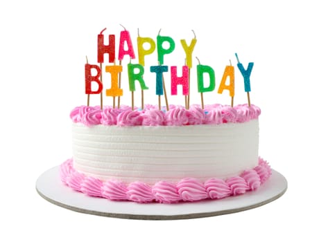 birthday cake with candles clipping path