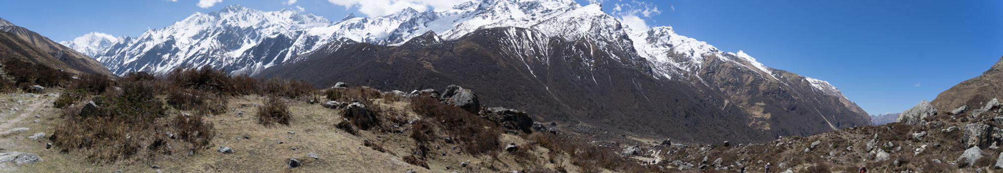 View of Himalaya in Langtang trek valley