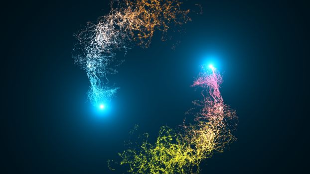 Abstract background. Particles with flares. 3d rendering