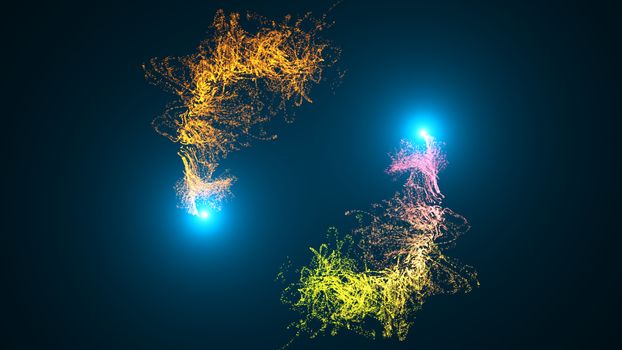 Abstract background. Particles with flares. 3d rendering