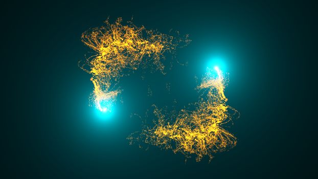 Abstract background. Particles with flares. 3d rendering