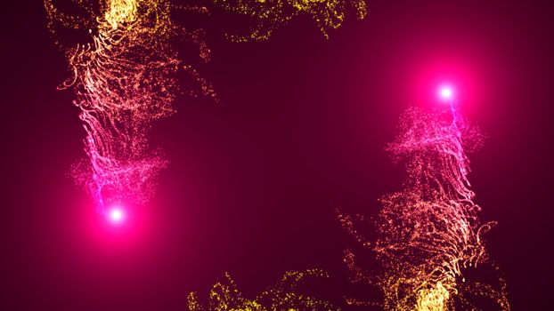 Abstract background. Particles with flares. 3d rendering