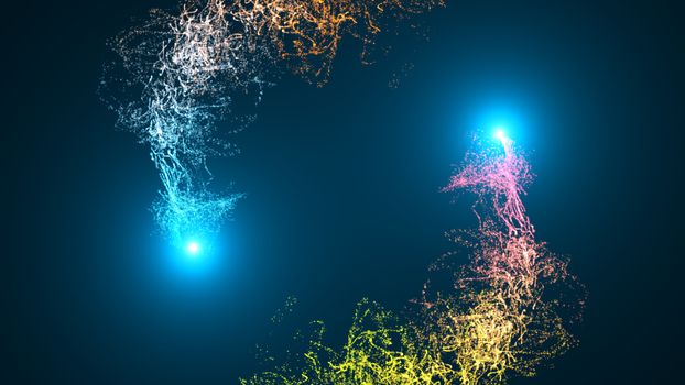 Abstract background. Particles with flares. 3d rendering