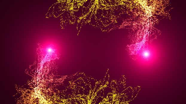 Abstract background. Particles with flares. 3d rendering