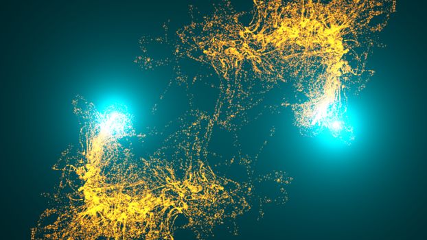 Abstract background. Particles with flares. 3d rendering