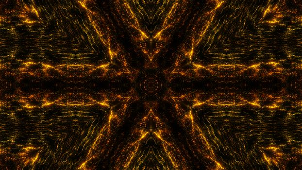 Gold abstract kaleidoscope background. Digital illustration. 3d rendering