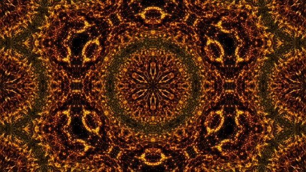 Gold abstract kaleidoscope background. Digital illustration. 3d rendering