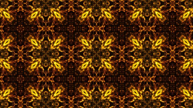 Gold abstract kaleidoscope background. Digital illustration. 3d rendering