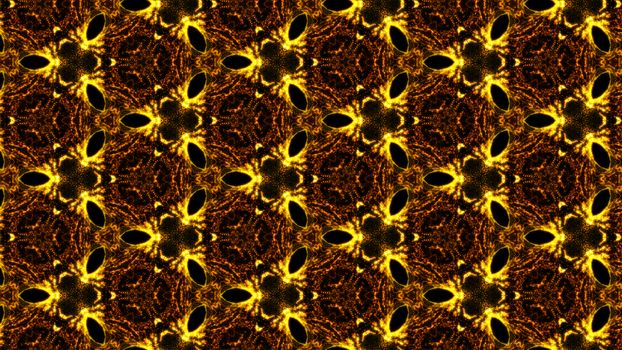 Gold abstract kaleidoscope background. Digital illustration. 3d rendering