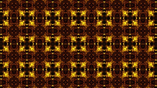 Gold abstract kaleidoscope background. Digital illustration. 3d rendering