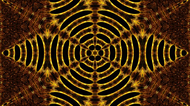 Gold abstract kaleidoscope background. Digital illustration. 3d rendering