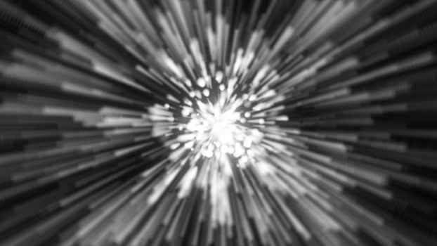 Particle or space traveling. Particle zoom background. 3d rendering