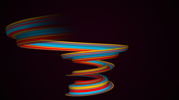 Abstract twisted colorful shape. Digital illustration. 3d rendering