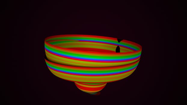 Abstract twisted colorful shape. Digital illustration. 3d rendering