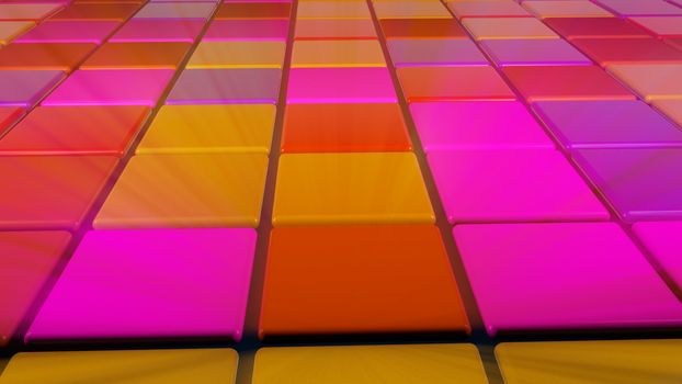 Colorful square shape lighting of disco dance floor. 3d rendering