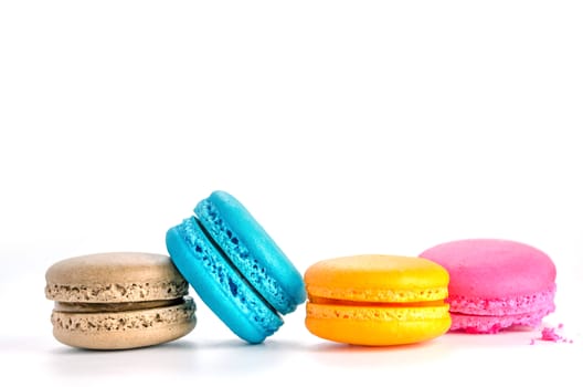 Colorful macaroon  on white background , sweet dessert