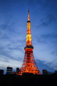 Tokyo tower and city at night, Japan