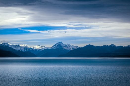 Pukaki lake at sunset, Mount Cook, New Zealand