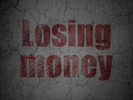 Currency concept: Red Losing Money on grunge textured concrete wall background